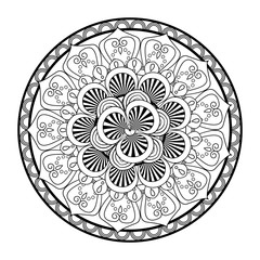 beautiful deco black mandala, patterned design element, ethnic amulet vector illustration