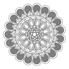 mandala, ethnic oriental circle ornament. monochrome abstract floral element vector illustration