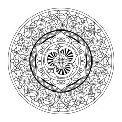 beautiful deco black mandala, patterned design element, ethnic amulet vector illustration
