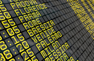 Airport Departure Board with Italian destinations