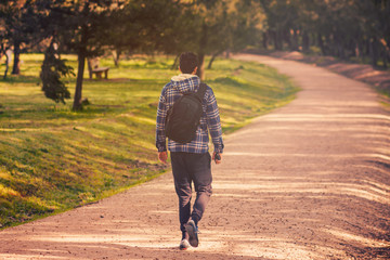 man walking on the park