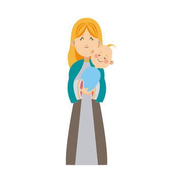 virgin mary holding baby jesus christmas image vector illustration