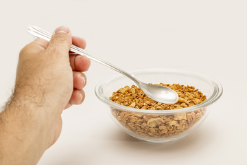 Granola cereal isolated on white backgroung