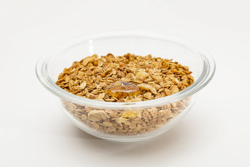 Granola cereal isolated on white backgroung