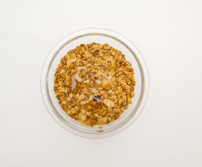 Granola cereal isolated on white backgroung