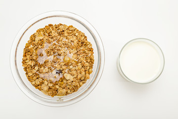 Granola cereal isolated on white backgroung