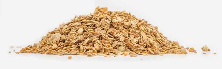 Granola cereal isolated on white backgroung