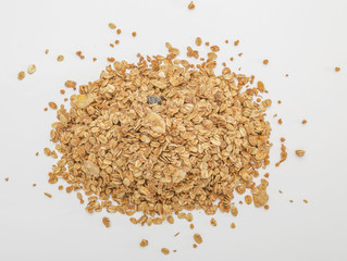 Granola cereal isolated on white backgroung