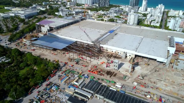 Aerial footage Miami Beach convention center 2017