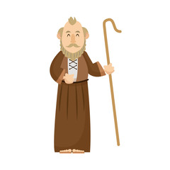 elderly man shepherd christian character vector illustration