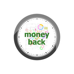 Text money back. Business concept . Set of modern flat design concept icons for internet marketing. Watch clock isolated on white background