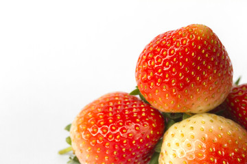 Red Ripe Strawberries Isolated On White Background.
