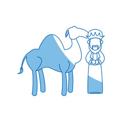 Fototapeta premium wise king and camel manger character nativity vector illustration