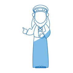 cartoon man king of orient manger nativity vector illustration