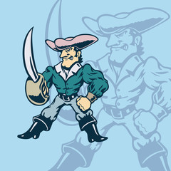 Knight of American cartoon. Vector Illustration.