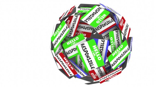 Hello I am Responsible Name Tags Sphere Responsibility 3d Animation