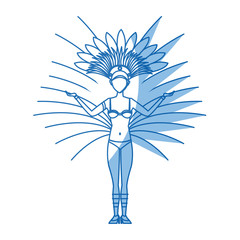 beautiful young samba dancer in stage costume vector illustration