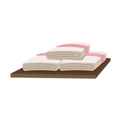 spa towels on wooden. relax day spa hygiene vector illustration