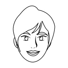 beautiful woman face smiling outline vector illustration