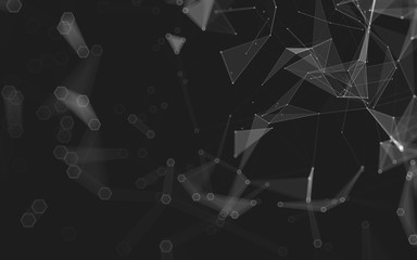 Abstract polygonal space low poly dark background, 3d rendering