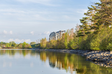 Railway bridge through the river Berd. Berdsk, Siberia, Russia