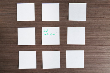 Paper sheets on table. Job interview concept
