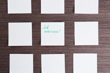 Paper sheets on table. Job interview concept