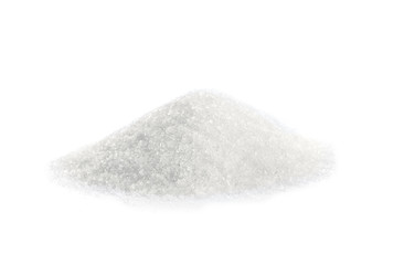 Heap of sugar on white background