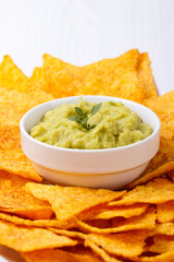 Avocado guacamole with nachos