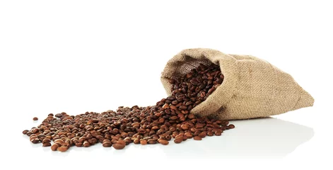 Gordijnen Bag with coffee beans, isolated on white © Africa Studio