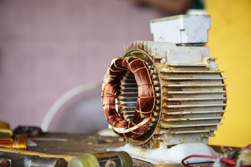 Old disassembled electric motor