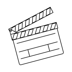 line clapper board action video filmstrips, vector illustration