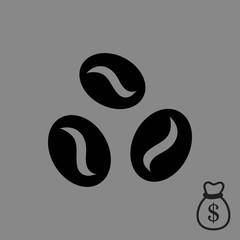  Coffee beans icon  stock vector illustration flat design