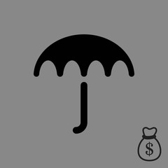 Umbrella vector icon. Rain protection symbol. Flat design style