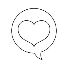 line chat bubble with heart inside icon design, vector illustration