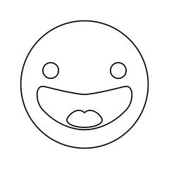 line happy face emoji icon, vector illustration