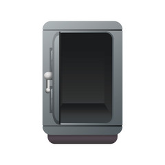 silver metal strong box open, vector illustration