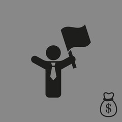 man with flag in hand icon stock vector illustration flat design