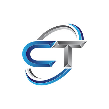 Simple initial letter logo modern swoosh CT
