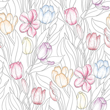 Seamless Tulip Pattern