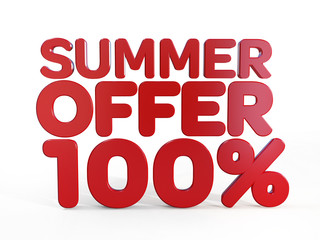 3D summer offer 100 percent isolated white background