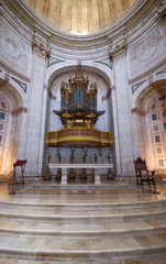 Altar apse with baroque organ of Santa Engracia church (now National Pantheon). Lisbon. Portugal
