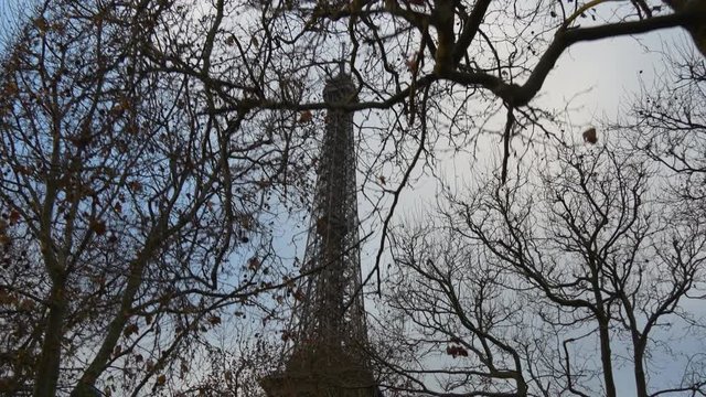 paris city day time famous eiffel tower park tree panorama 4k france
