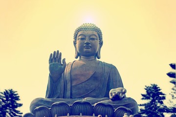 Tian Tan Buddha or Giant Buddha statue at Po Lin Monastery Ngong Ping, Lantau Island, Hong Kong,...