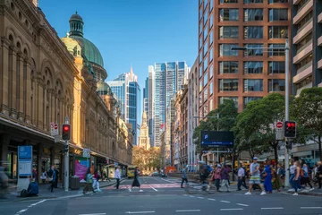 Fotobehang Sydney Straat in de zakenwijk van het centrum van Sydney