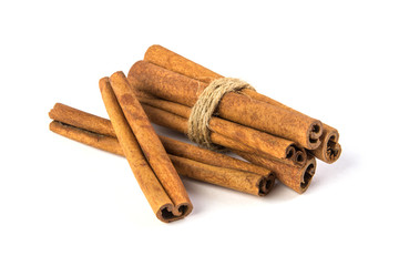 Close up the  brown Cinnamon isolated on white background