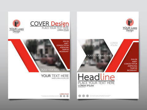 Red flyer cover business brochure vector design, Leaflet advertising abstract background, Modern poster magazine layout template, Annual report for presentation.