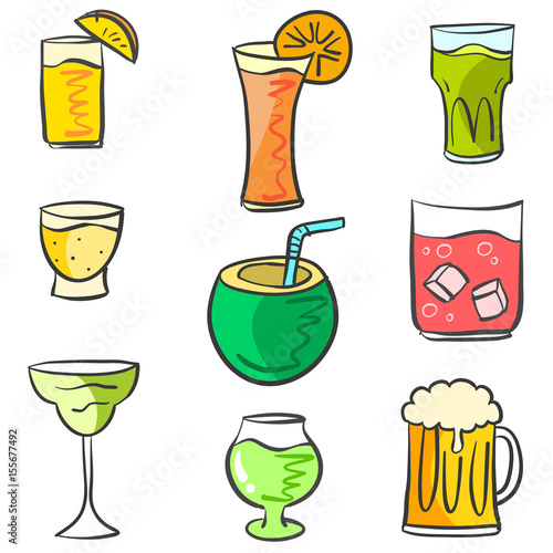 Colorful various drink doodle set Stock image and royaltyfree vector files on Fotoliacom Drink vector doodle vectors
