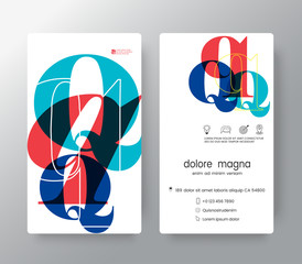 Logo number Q business card design template. Vector graphic design elements for Corporate Identity.