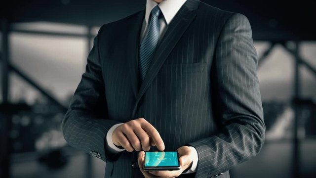 Businessman with Target Customer hologram concept